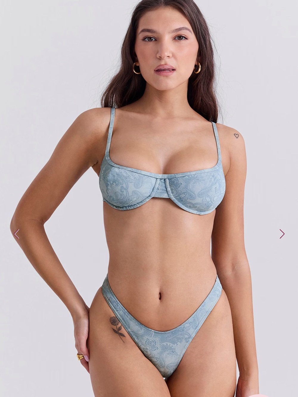 House of CB Blue Paisley Underwire Bikini Set
